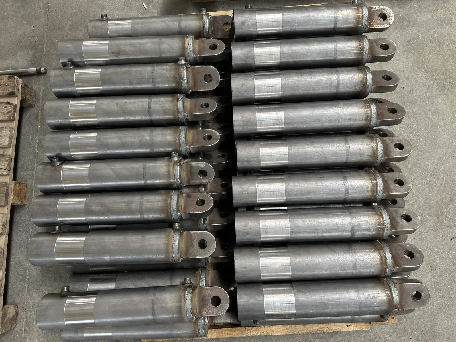Rows of cylinder barrels with clevis eyes
